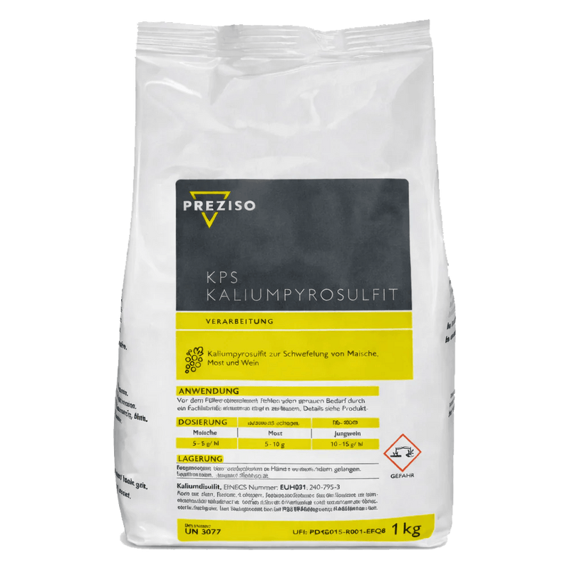 Kaliumpyrosulfit 1kg zur Schwefelung von Maische, Most und Wein.