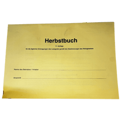 Aussenansicht Herbstbuch zur Dokumentation der Traubenlese.