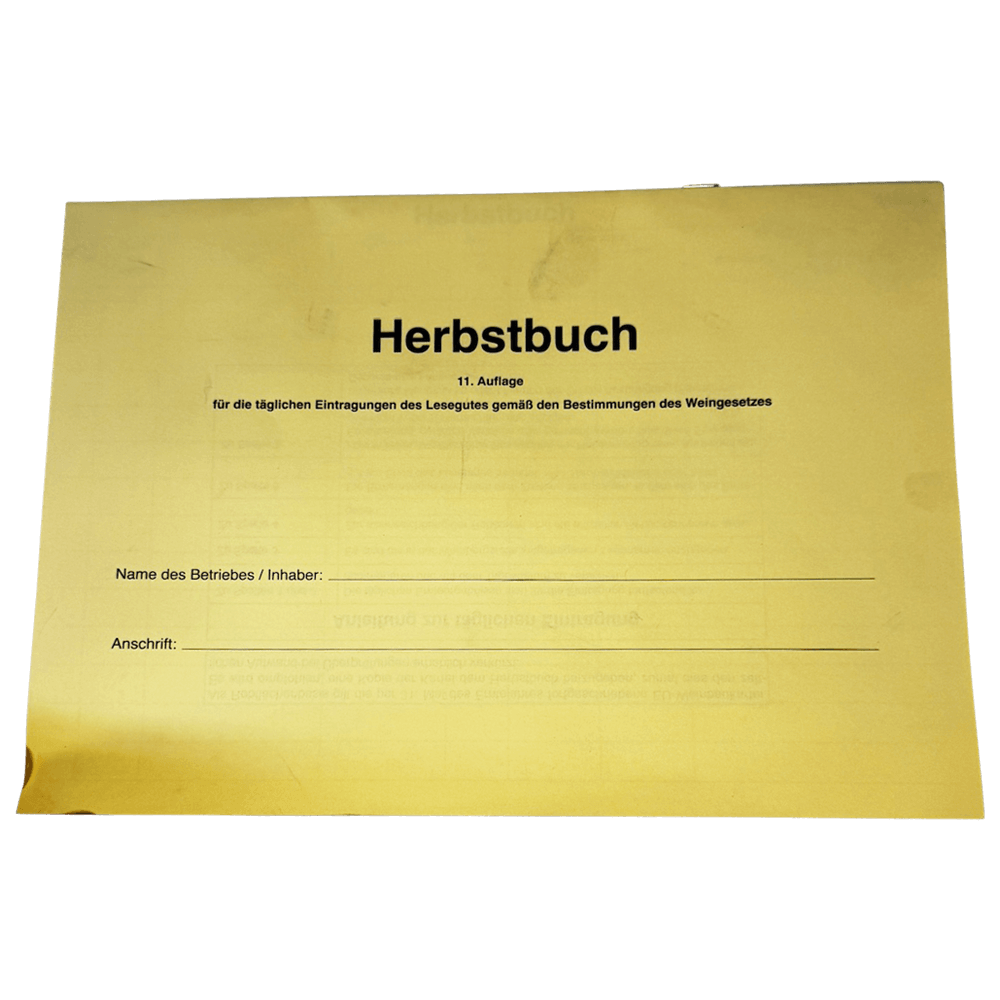 Aussenansicht Herbstbuch zur Dokumentation der Traubenlese.