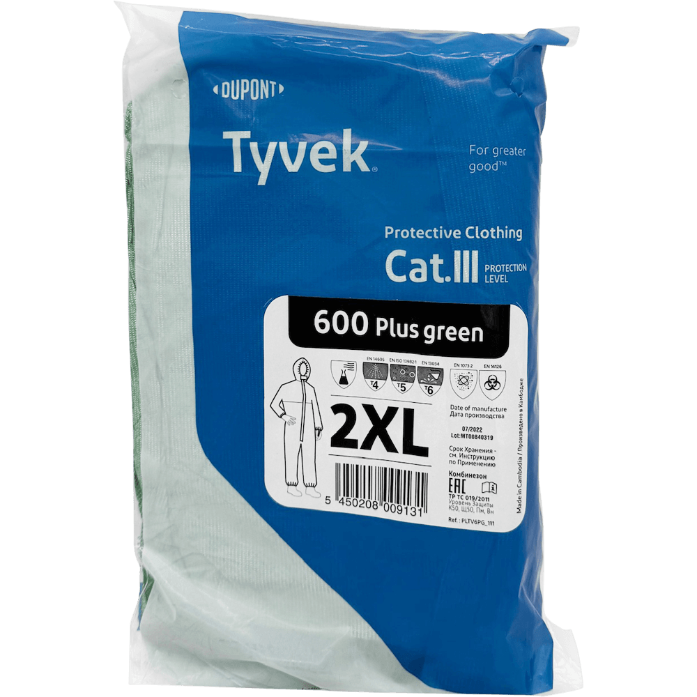 DuPont Tyvek 600 Plus Schutzanzug grün Verapckung