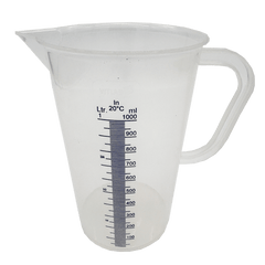Transparenter Messbecher aus PP mit 1000ml Skala.