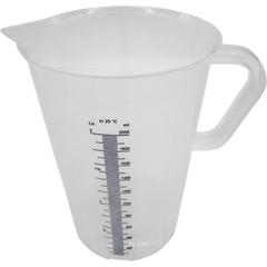Transparenter Messbecher aus PP mit 2000 ml Skala.