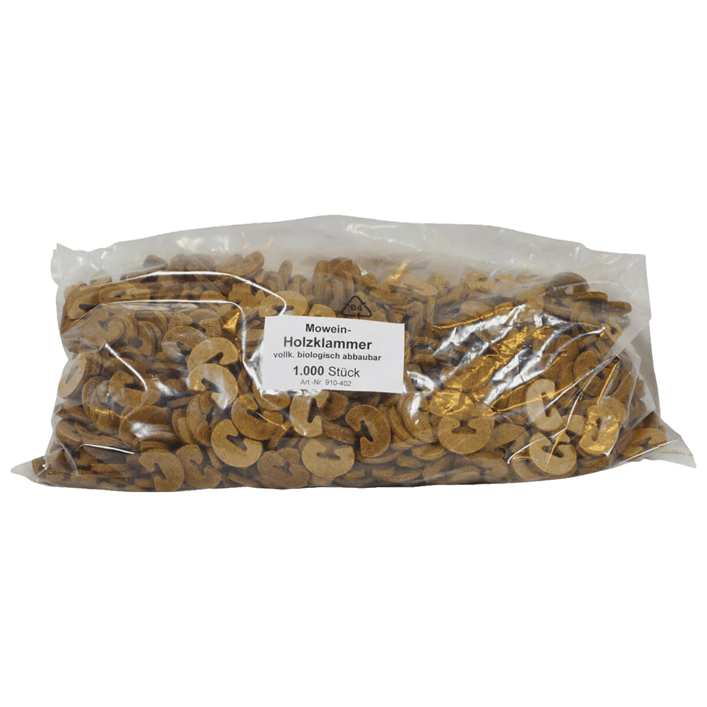 Verpackungseinheit 1.000 Stück Mowein Holzklammern.