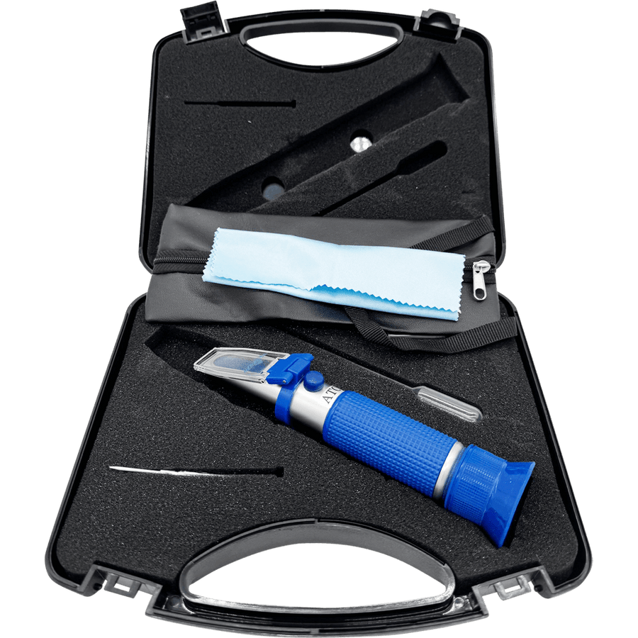Refraktometer 0 bis 130 Oechsle mit ATC inklusive Pipette Reinigungstuch und Koffer