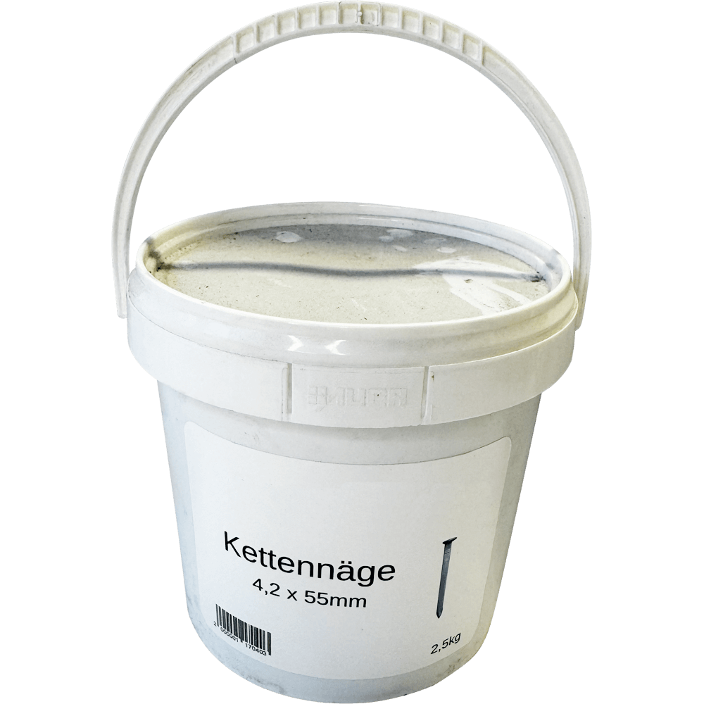 Kettennägel 4,2 x 55 mm verzinkt im 2,5 kg Eimer für Drahtanlagen