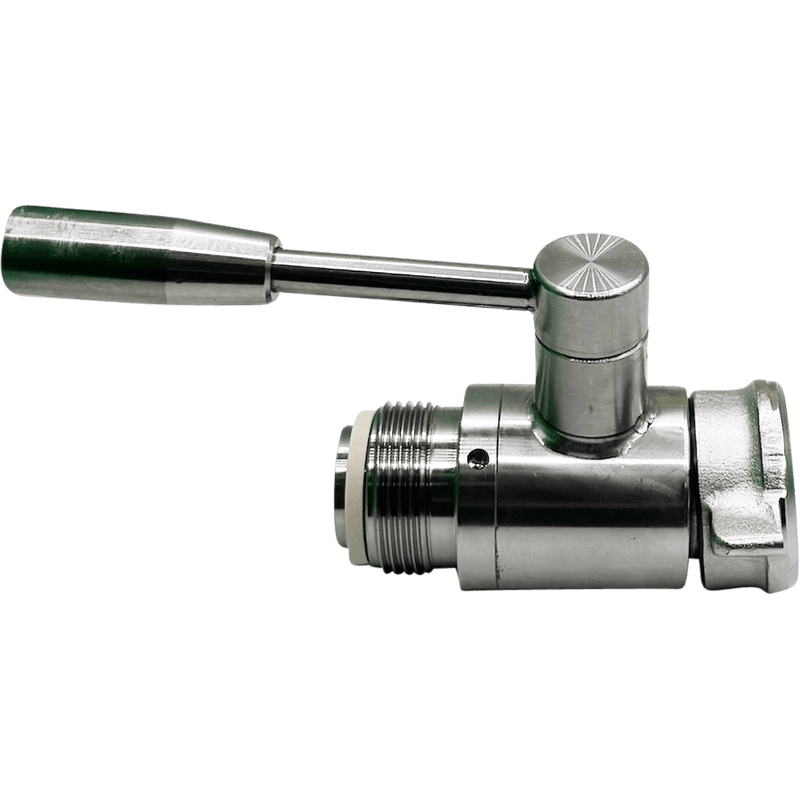 Kugelhahn aus V2A Edelstahl mit 32 Mainzer Weingewinde.
