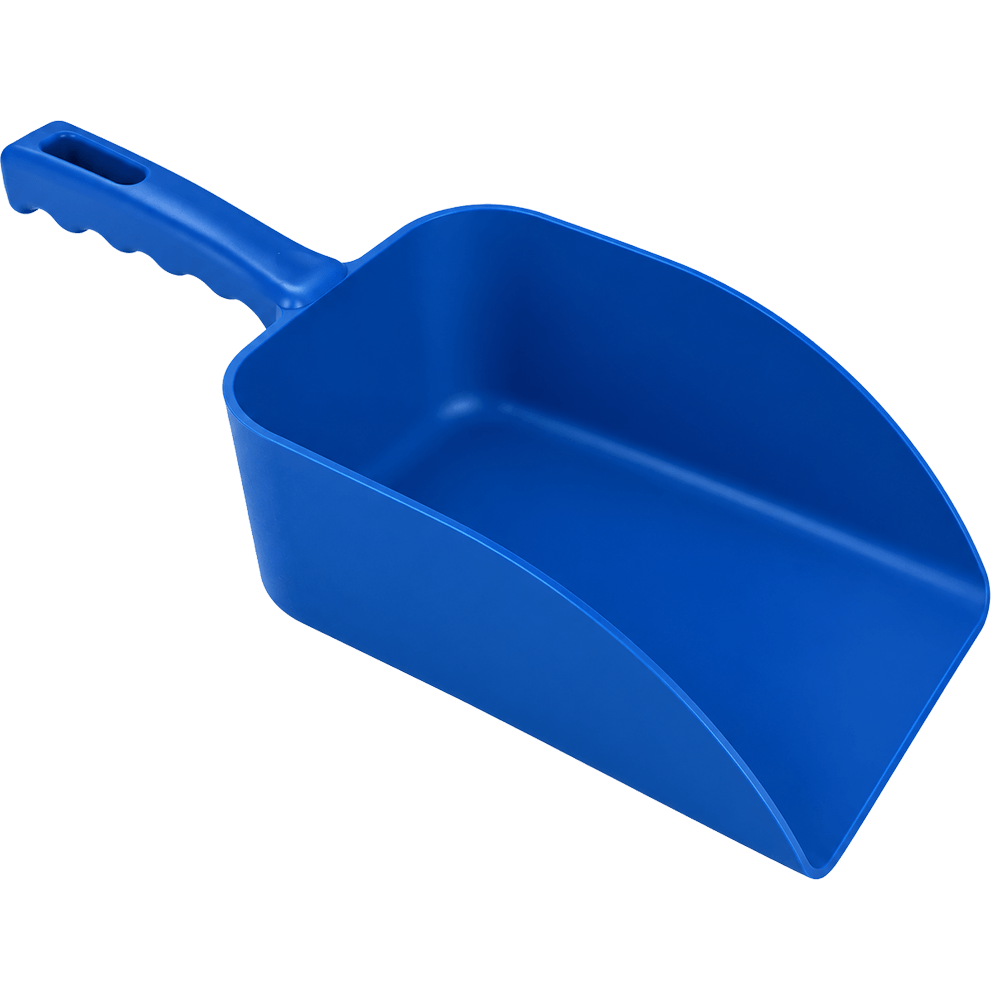 Blaue Kunststoffschaufel mit 300 mm Breite und ergonomischem Griff