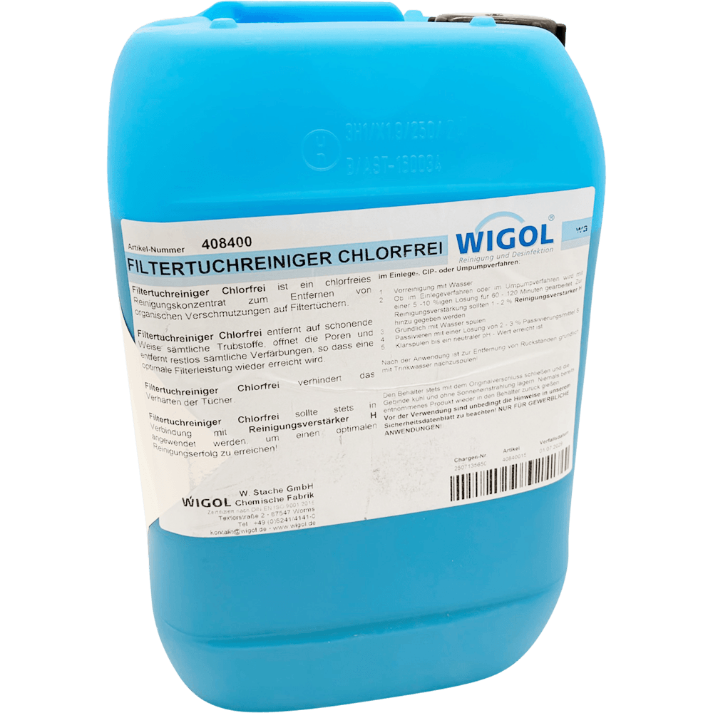 Wigol Filtertuchreiniger chlorfrei für Filtertücher und Filteranlagen im Weinbau