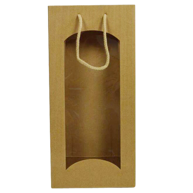 Geschenkkarton Natur mit Tragetasche für Wein- und Sektflaschen. Das ist die Variante für zwei Flaschen. 