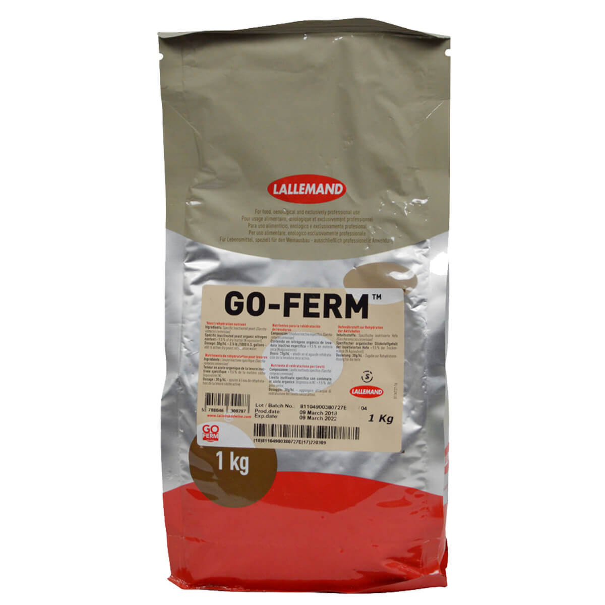 LALVIN GO-FERM Hefenährstoff 1kg Packung zur Rehydrierung von Trockenreinzuchthefen für sichere Gärung